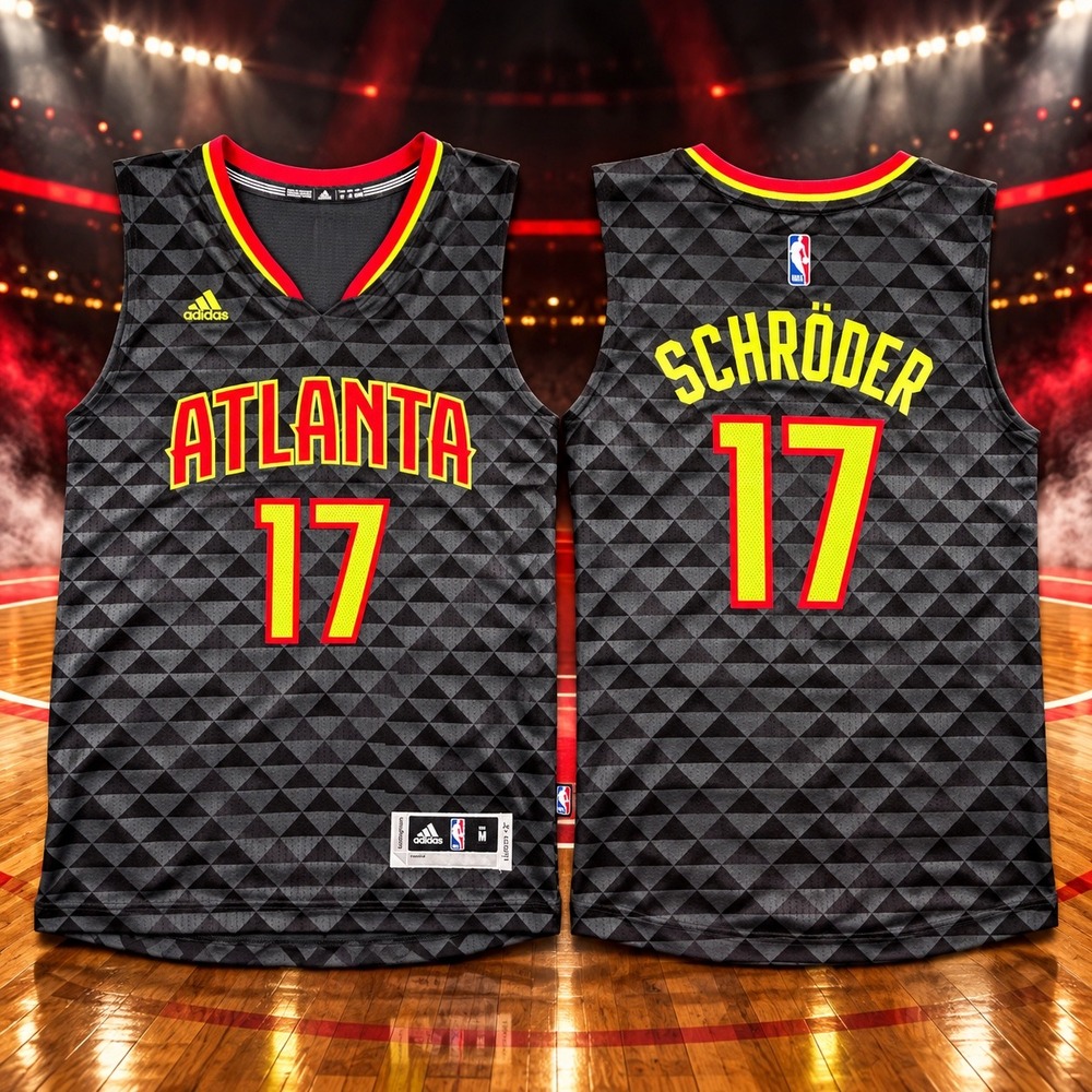 Adidas Atlanta Hawks Dennis Schroder 17 Swingman Jersey Mens Medium Black Volt